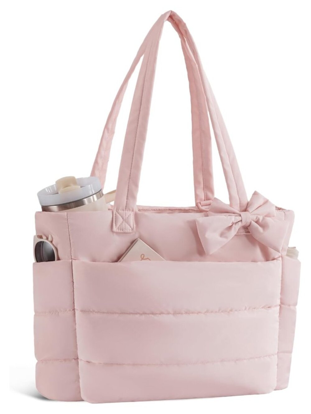 Quilted Puffer Tote Bag Nylon Laptop Work Travel Gym